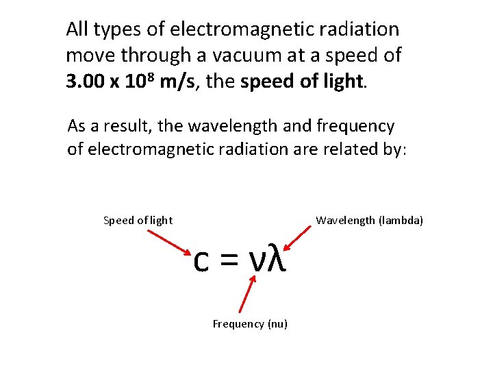 All types of electromagnetic radiation move through a vacuum at a speed of 3.