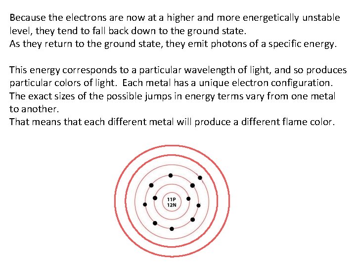 Because the electrons are now at a higher and more energetically unstable level, they