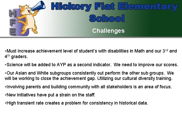 Challenges • Must increase achievement level of student’s with disabilities in Math and our