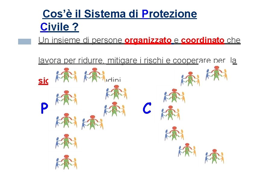 Cos’è il Sistema di Protezione Civile ? Un insieme di persone organizzato e coordinato