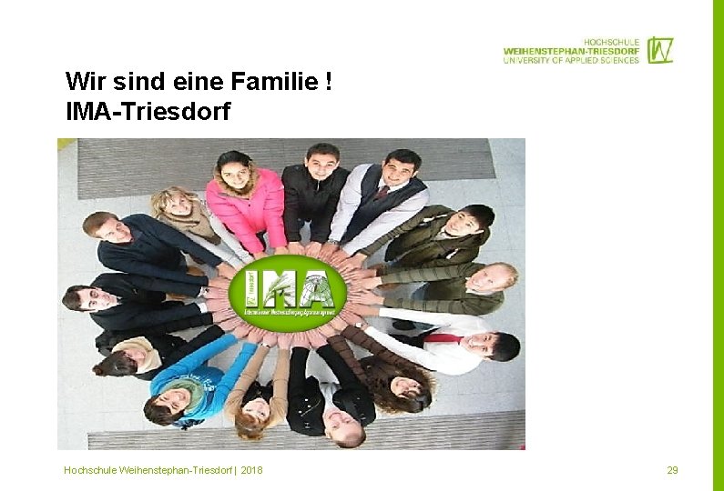 Wir sind eine Familie ! IMA-Triesdorf Mitglied im Hochschule Weihenstephan-Triesdorf | 2018 29 