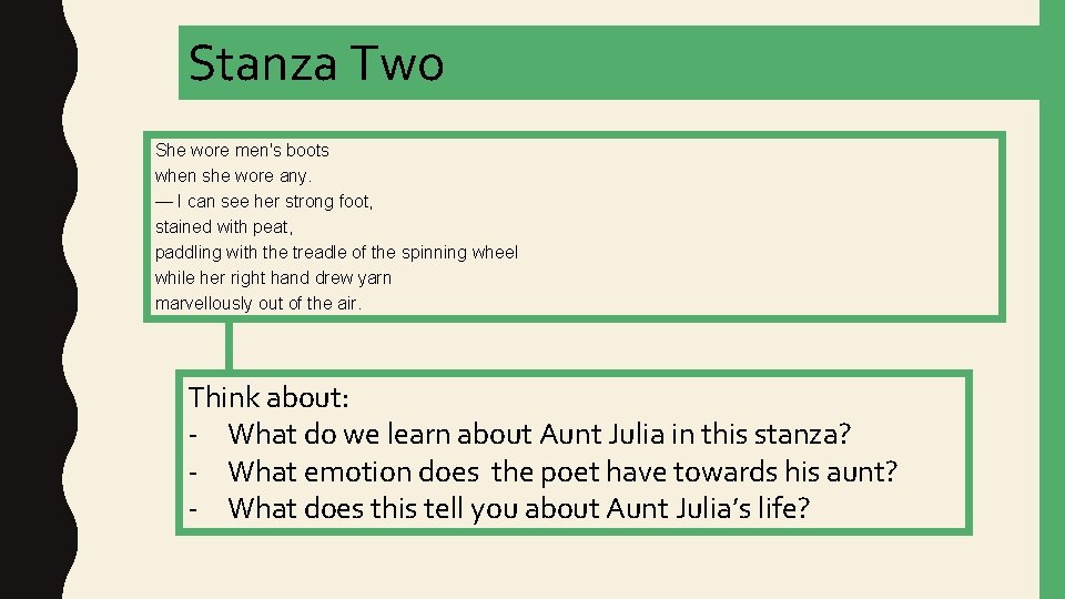 Stanza Two She wore men's boots when she wore any. — I can see Stanza Two She wore men's boots when she wore any. — I can see