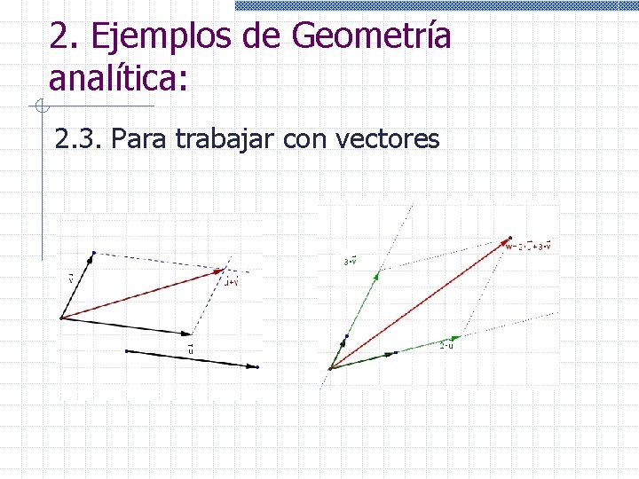 2. Ejemplos de Geometría analítica: 2. 3. Para trabajar con vectores 