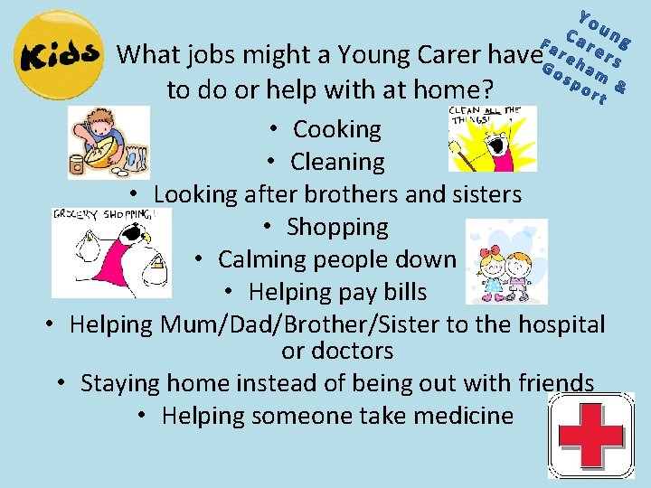 What jobs might a Young Carer have to do or help with at home?