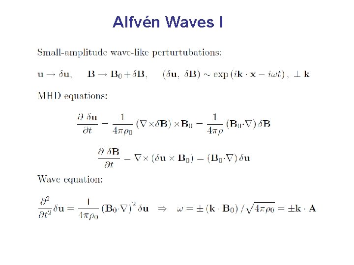 Alfvén Waves I 