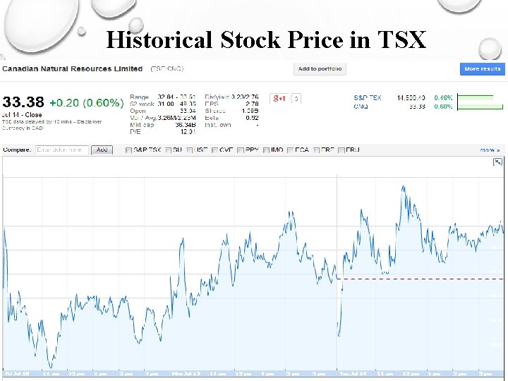 Historical Stock Price in TSX 