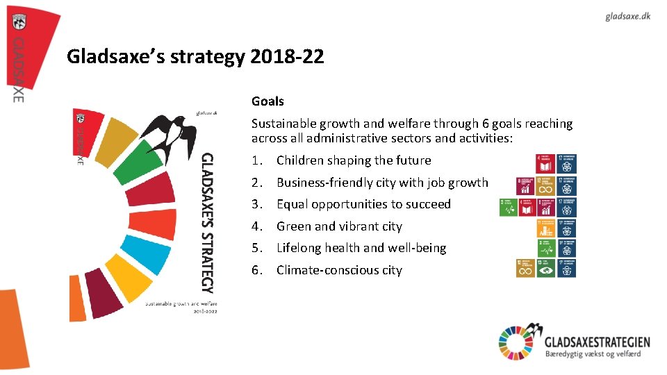 Gladsaxe’s strategy 2018 -22 Goals Sustainable growth and welfare through 6 goals reaching across