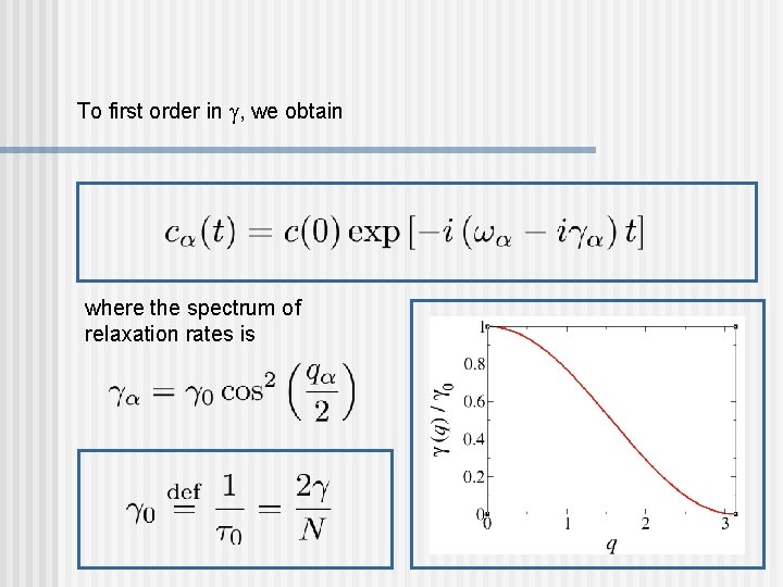 To first order in , we obtain where the spectrum of relaxation rates is To first order in , we obtain where the spectrum of relaxation rates is