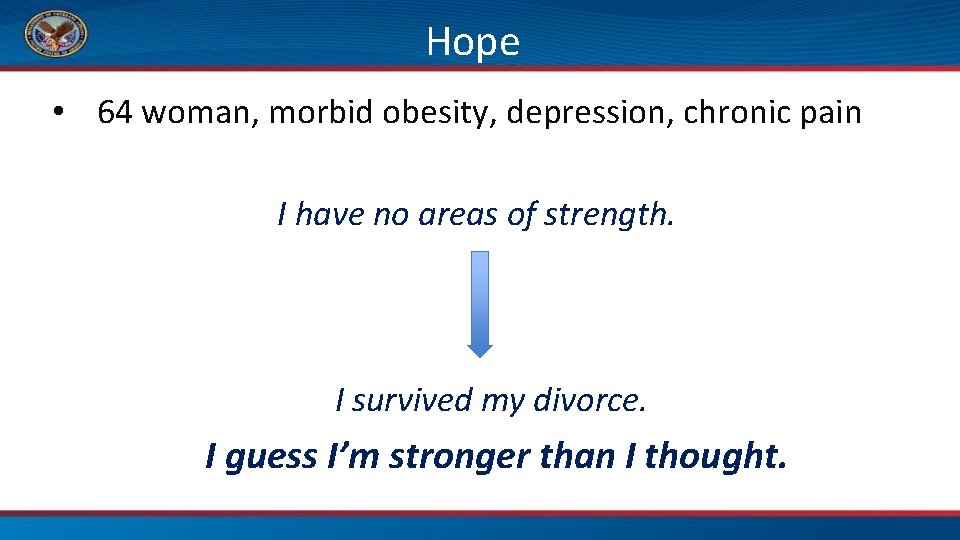 Hope • 64 woman, morbid obesity, depression, chronic pain I have no areas of