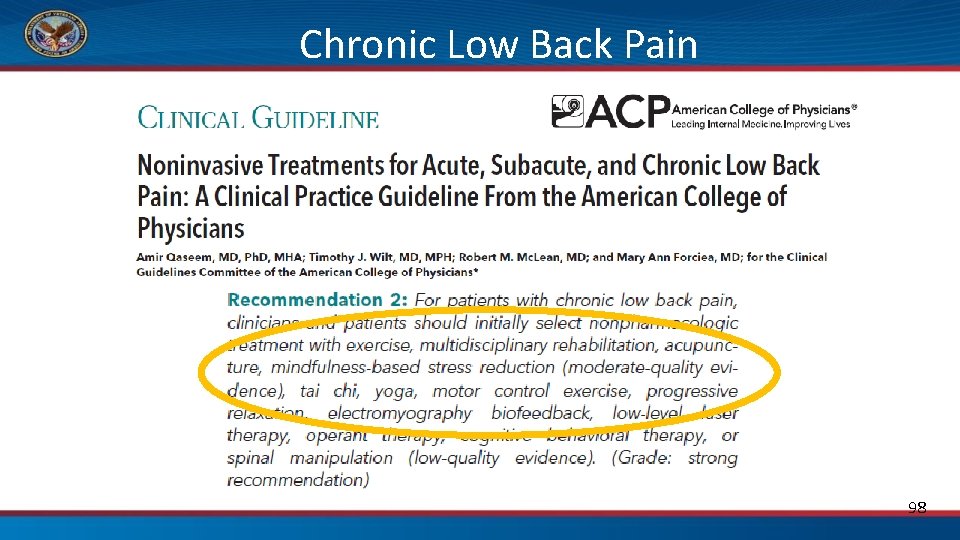 Chronic Low Back Pain 98 