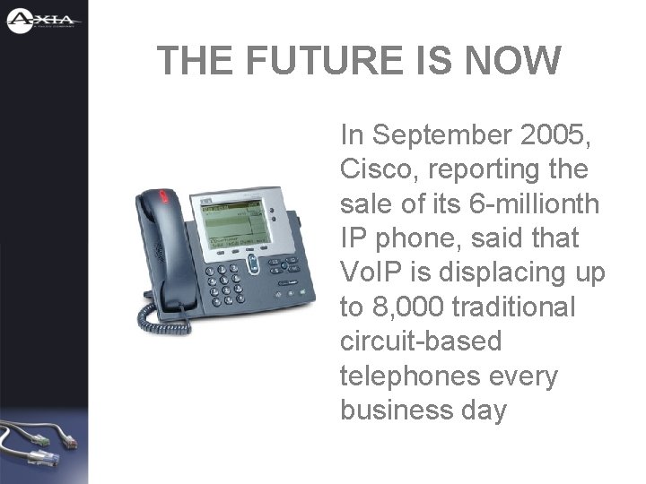 THE FUTURE IS NOW In September 2005, Cisco, reporting the sale of its 6