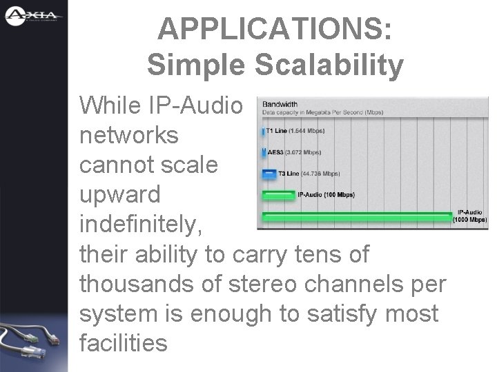 APPLICATIONS: Simple Scalability While IP-Audio networks cannot scale upward indefinitely, their ability to carry