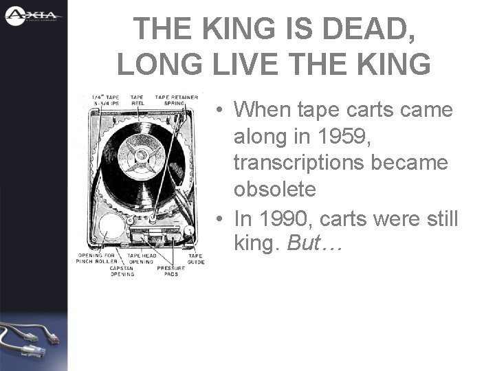 THE KING IS DEAD, LONG LIVE THE KING • When tape carts came along