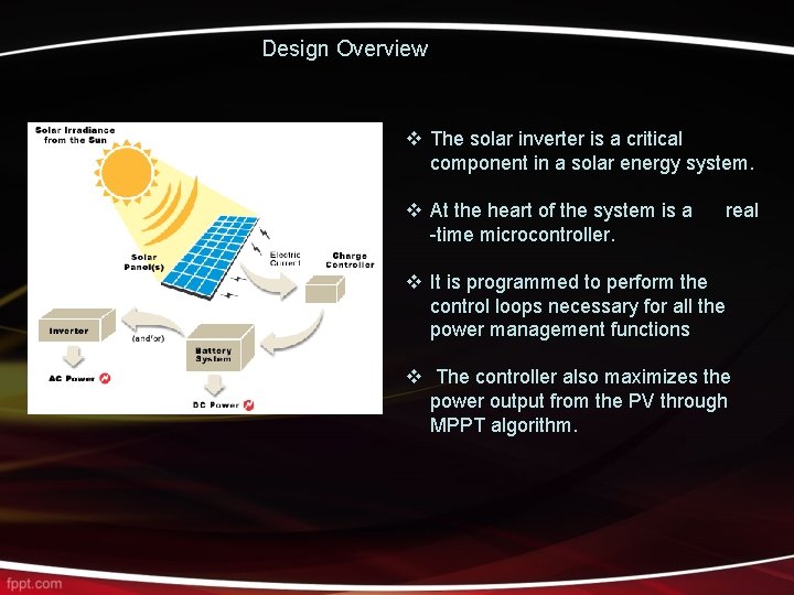 Design Overview v The solar inverter is a critical component in a solar energy Design Overview v The solar inverter is a critical component in a solar energy