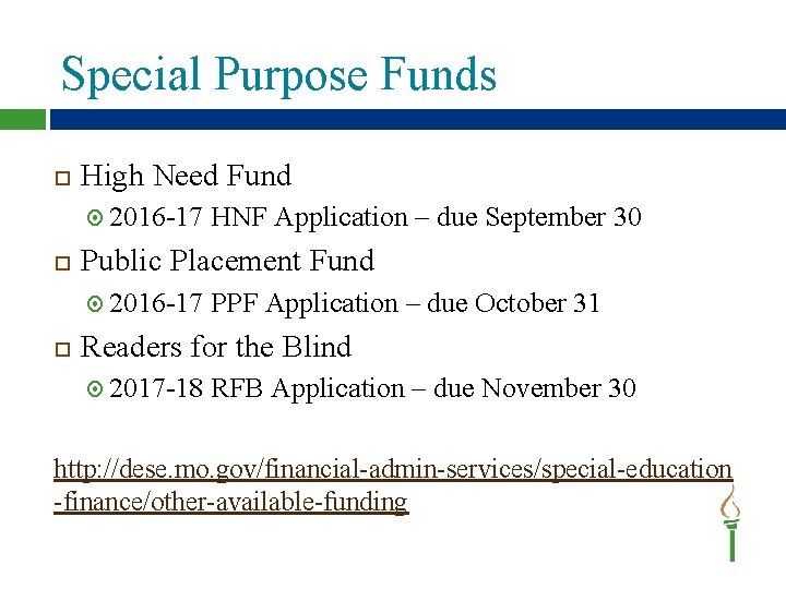 Special Purpose Funds High Need Fund 2016 -17 Public Placement Fund 2016 -17 HNF