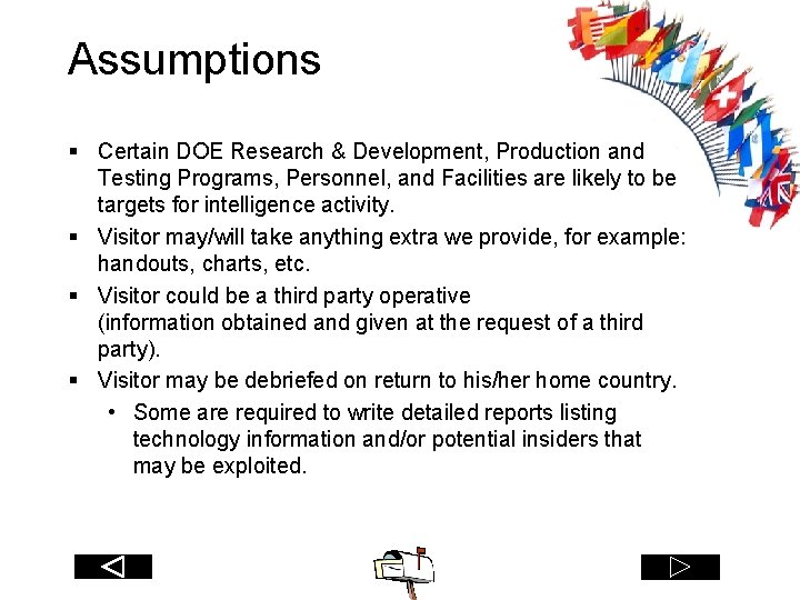 Assumptions § Certain DOE Research & Development, Production and Testing Programs, Personnel, and Facilities