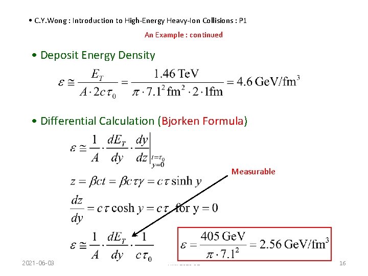  • C. Y. Wong : Introduction to High-Energy Heavy-Ion Collisions : P 1