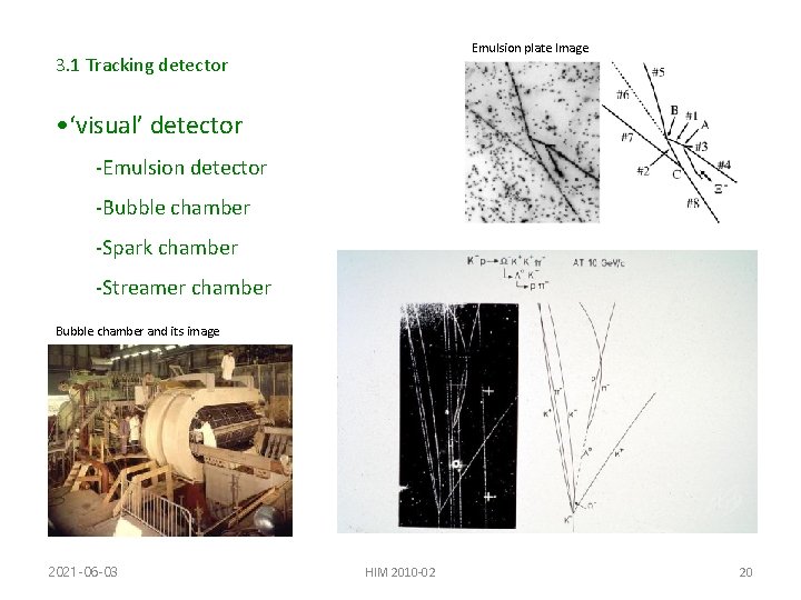 Emulsion plate Image 3. 1 Tracking detector • ‘visual’ detector -Emulsion detector -Bubble chamber