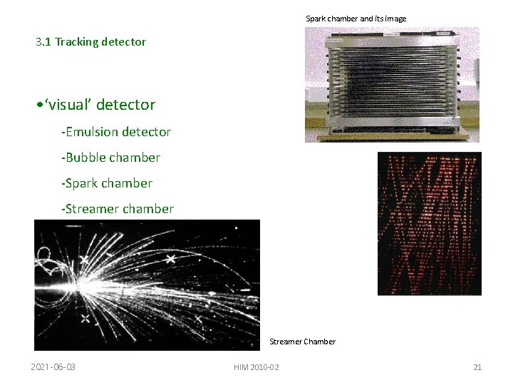 Spark chamber and its image 3. 1 Tracking detector • ‘visual’ detector -Emulsion detector