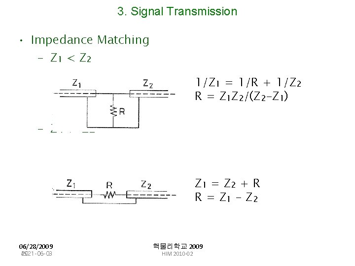 3. Signal Transmission • Impedance Matching - Z 1 < Z 2 1/Z 1