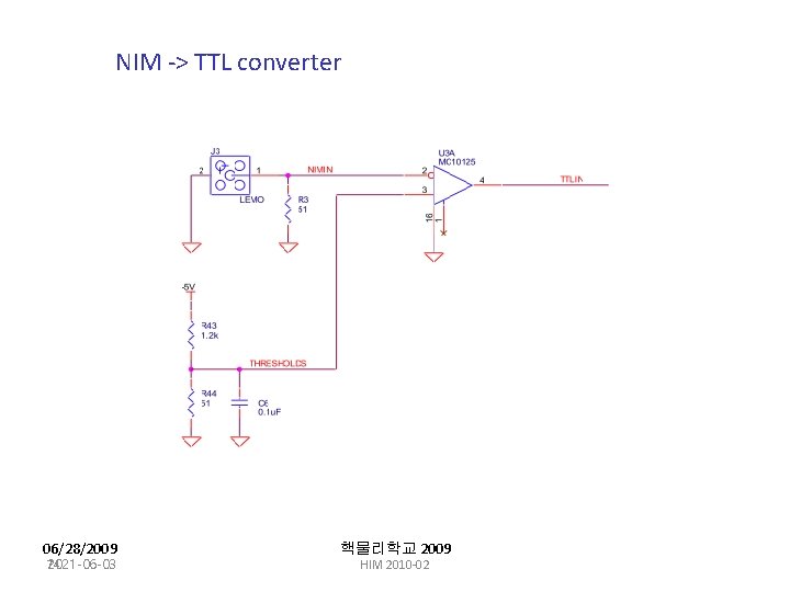 NIM -> TTL converter 06/28/2009 74 2021 -06 -03 핵물리학교 2009 HIM 2010 -02