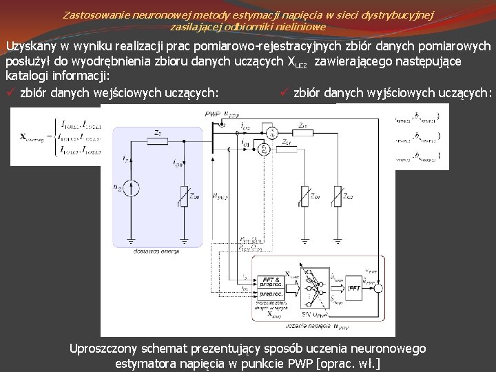 Zastosowanie neuronowej metody estymacji napięcia w sieci dystrybucyjnej zasilającej odbiorniki nieliniowe Uzyskany w wyniku