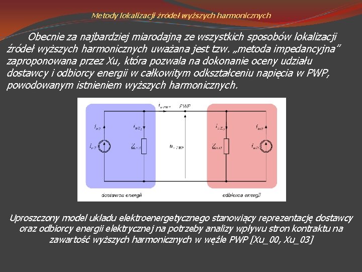 Metody lokalizacji źródeł wyższych harmonicznych Obecnie za najbardziej miarodajną ze wszystkich sposobów lokalizacji źródeł