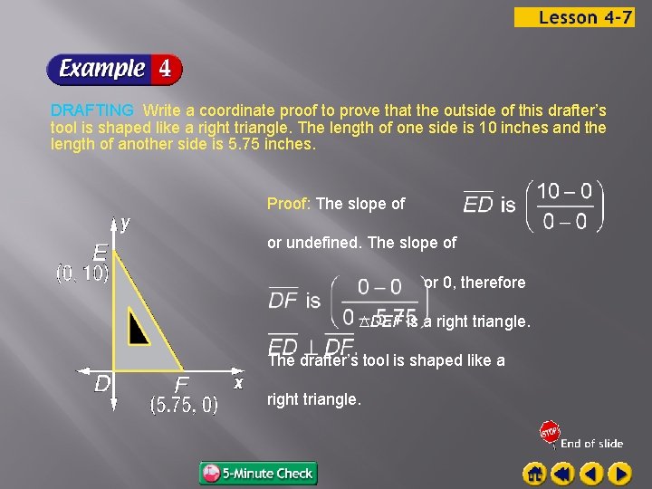 DRAFTING Write a coordinate proof to prove that the outside of this drafter’s tool