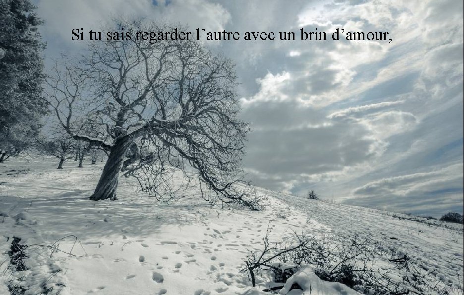 Si tu sais regarder l’autre avec un brin d’amour, 