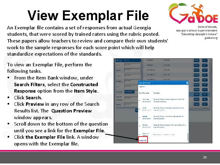 View Exemplar File An Exemplar file contains a set of responses from actual Georgia