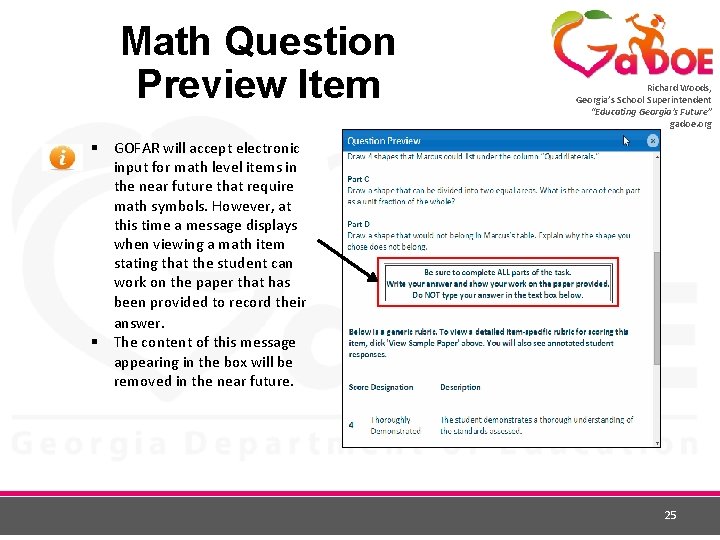 Math Question Preview Item Richard Woods, Georgia’s School Superintendent “Educating Georgia’s Future” gadoe. org