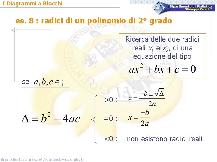 I Diagrammi a Blocchi es. 8 : radici di un polinomio di 2° grado