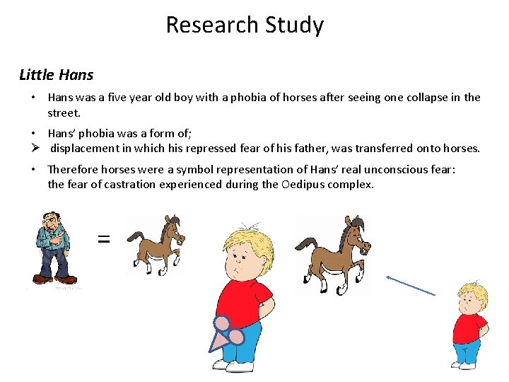Research Study Little Hans • Hans was a five year old boy with a