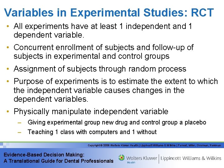 Experience Research Variables Examples Research Design and Sources of Evidence Chapter 3