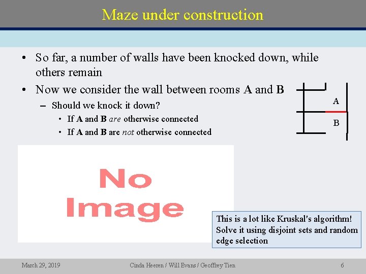 Maze under construction • So far, a number of walls have been knocked down,