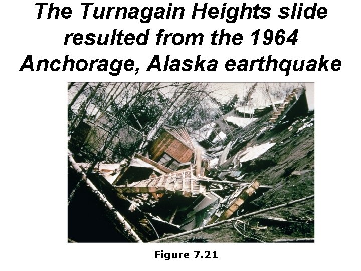 The Turnagain Heights slide resulted from the 1964 Anchorage, Alaska earthquake Figure 7. 21