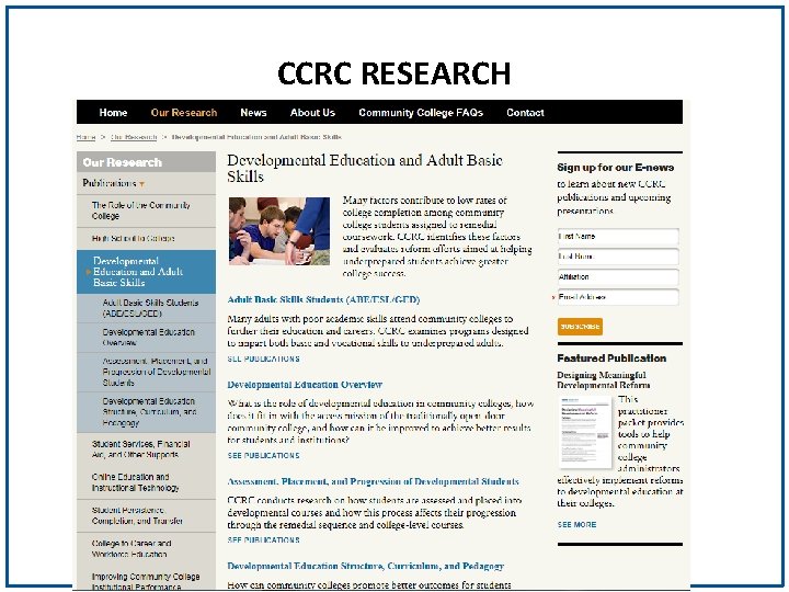 CCRC RESEARCH 
