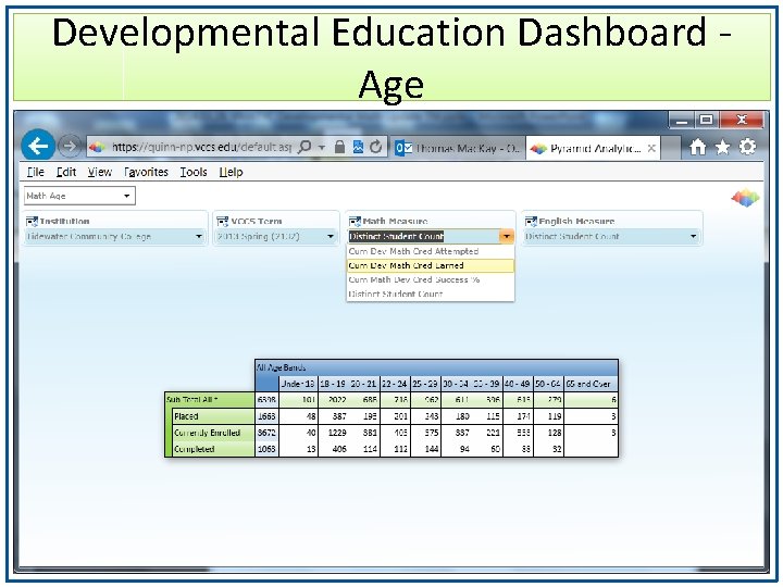 Developmental Education Dashboard Age 