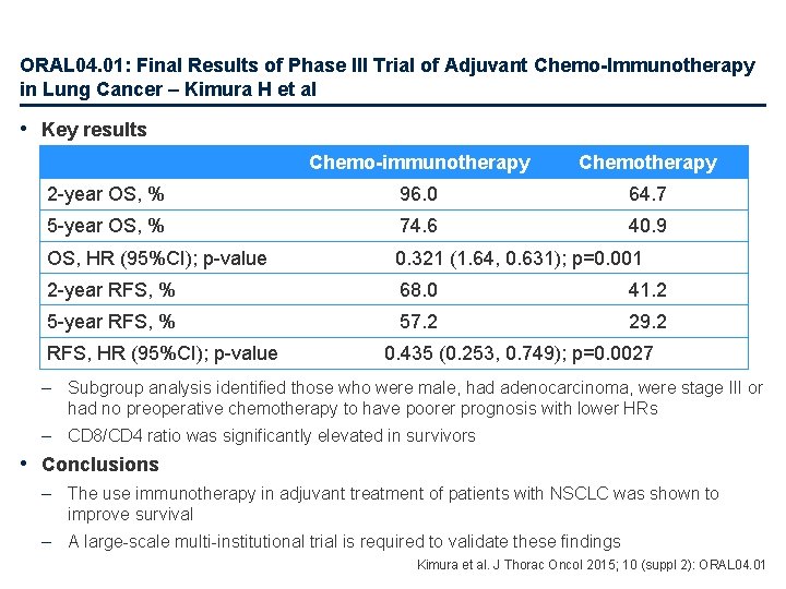 ORAL 04. 01: Final Results of Phase III Trial of Adjuvant Chemo-Immunotherapy in Lung