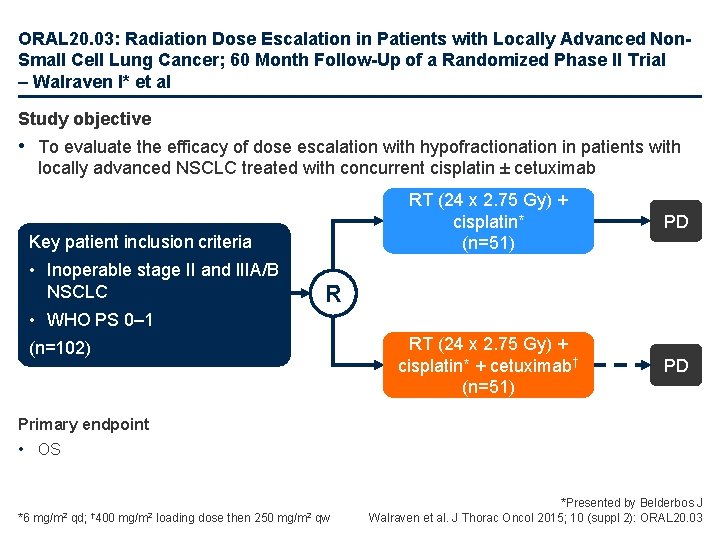 ORAL 20. 03: Radiation Dose Escalation in Patients with Locally Advanced Non. Small Cell