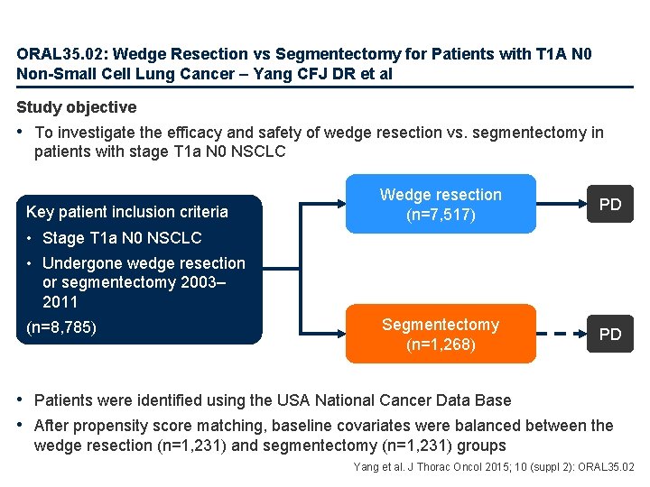 ORAL 35. 02: Wedge Resection vs Segmentectomy for Patients with T 1 A N