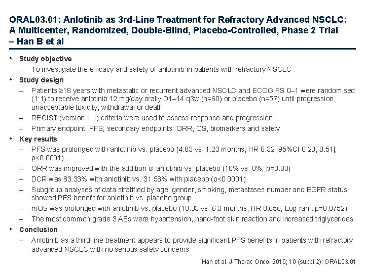 ORAL 03. 01: Anlotinib as 3 rd-Line Treatment for Refractory Advanced NSCLC: A Multicenter,