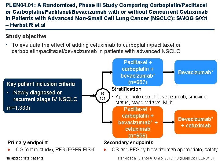 PLEN 04. 01: A Randomized, Phase III Study Comparing Carboplatin/Paclitaxel or Carboplatin/Paclitaxel/Bevacizumab with or