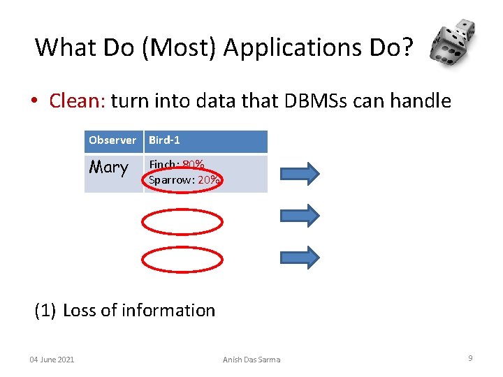 What Do (Most) Applications Do? • Clean: turn into data that DBMSs can handle