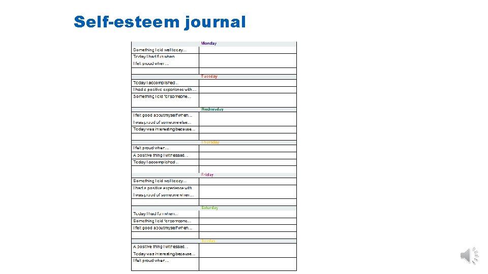 Self-esteem journal 