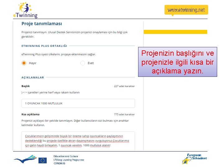 Projenizin başlığını ve projenizle ilgili kısa bir açıklama yazın. Projenizin başlığını ve projenizle ilgili kısa bir açıklama yazın.