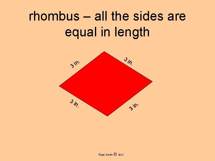 rhombus – all the sides are equal in length 3 in. 3 i n.