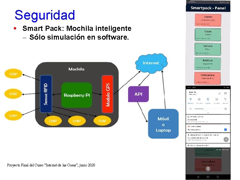 Seguridad Smart Pack: Mochila inteligente – Sólo simulación en software. Proyecto Final del Curso