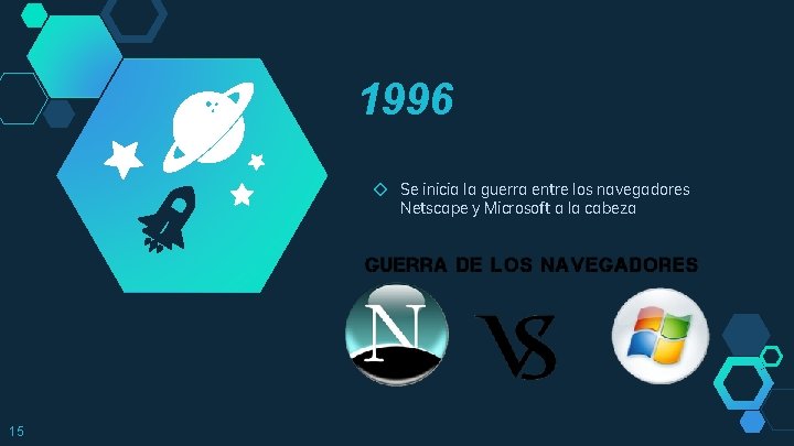 1996 ◇ Se inicia la guerra entre los navegadores Netscape y Microsoft a la 1996 ◇ Se inicia la guerra entre los navegadores Netscape y Microsoft a la
