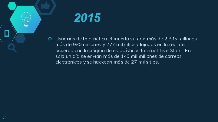 2015 ◇ Usuarios de Internet en el mundo suman más de 2, 895 millones